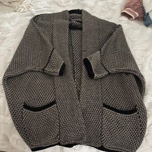 Cozy Black and Gray Knit Cardigan